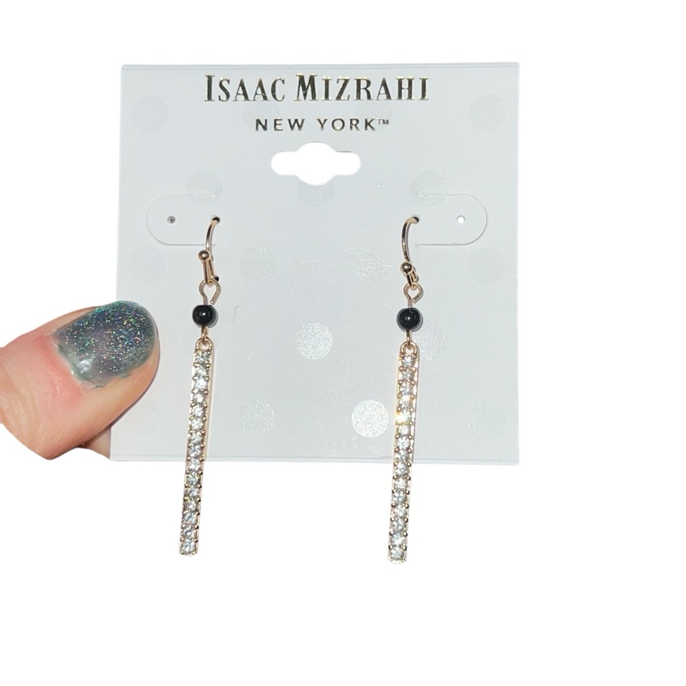 Isaac Mizrahi - Womens Gold Toned Crystal Earrings